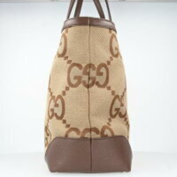 Gucci Jumbo GG Ophidia Tote Bag Web Stripe Brown Beige - Picture 3 of 8